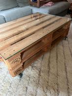 Salontafel pallets met glasplaat, Ophalen, Zo goed als nieuw, Rechthoekig, Minder dan 50 cm