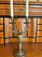Antieke messing kandelaar met leeuw - Amsterdam design, Antiek en Kunst, Ophalen of Verzenden, Koper of Brons