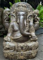 Schitterend Gekleurd Ganesha Tuinbeeld Van Lavasteen 90cm
