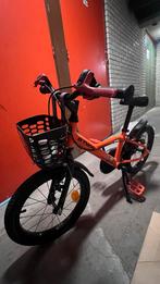 B'TWIN kinderfiets oranje - Decathlon - 4-6 jaar, Ophalen of Verzenden, Gebruikt, Minder dan 16 inch, Zijwieltjes