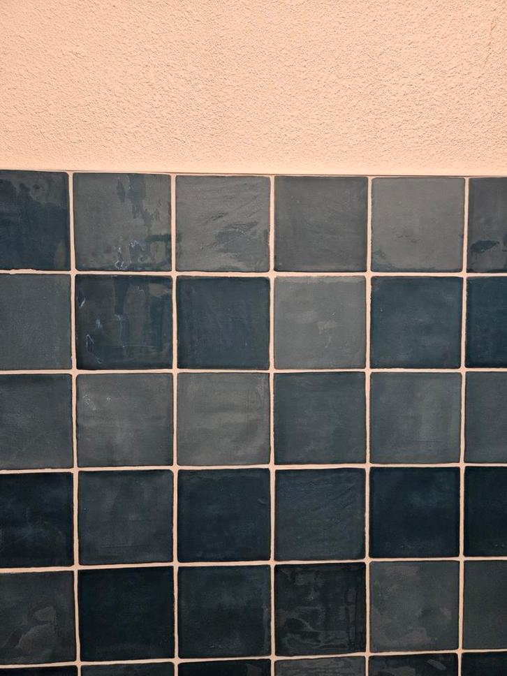 Blauwe wandtegels 10x10 - 2 dozen (112 stuks), Doe-het-zelf en Verbouw, Tegels, Nieuw, Wandtegels, Overige materialen, Minder dan 20 cm