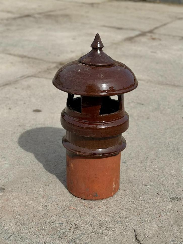 Keramische Schoorsteenkappen en potten bruin verglaasd., Doe-het-zelf en Verbouw, Ventilatie en Afzuiging, Nieuw, Afzuiger, Ophalen