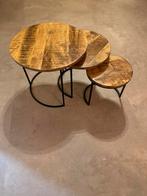 Salontafel set mangohout, Huis en Inrichting, Tafels | Bijzettafels, Ophalen, Minder dan 45 cm, Minder dan 55 cm, Rond