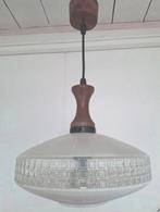 Philips of Temde teak/glas vintage hanglamp., Ophalen of Verzenden, Zo goed als nieuw, Glas, Minder dan 50 cm