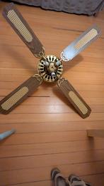 Frans plafond ventilator Retro Vintage rotan en verlichting, Ophalen of Verzenden, Zo goed als nieuw, Plafondventilator