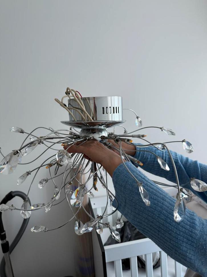 Plafondlamp met kristallen 2 maten 2 lampen!, Huizen en Kamers, Kamers te huur