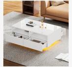 Nieuw in doos hoogglans witte salontafel, Hoogglans wit, Nieuw, Minder dan 50 cm, Rechthoekig