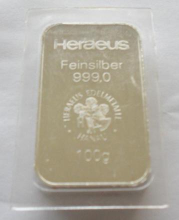 100 gram Zilverbaartje Heraeus beschikbaar voor biedingen