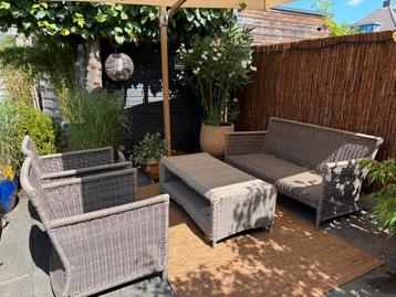 Loungeset + relaxstoel frames taupe kussens antraciet beschikbaar voor biedingen
