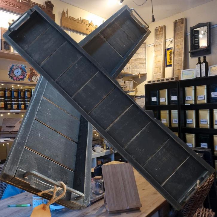 Houten Dienblad met IJzeren Handgrepen - 98x20x5cm, Huis en Inrichting, Woonaccessoires | Dienbladen, Nieuw, Hout, Rechthoekig