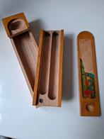Houten oude griffel/pennenbakje. L 22,5 cm Br 5,5 cm H 4 cm, Antiek en Kunst, Ophalen of Verzenden