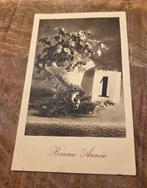 Antieke Franse kerstkaart met kalender en klavertjes vier, Verzamelen, Verzenden, Voor 1920, Gelopen, Feest(dag)