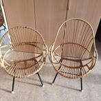 Rotan Rohe 2 stoeltjes met armleuningen, Tuin en Terras, Ophalen, Gebruikt, Rotan