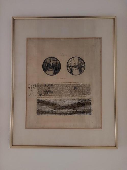 Ets Aad Van Houwelingen - Notities Bij Twee Cirkels, Antiek en Kunst, Kunst | Etsen en Gravures, Ophalen