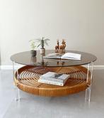 Vintage Space Age salontafel, rookglas blad, jaren 60, Ophalen, Gebruikt, Space Age, retro, sixties, midcentury, Glas