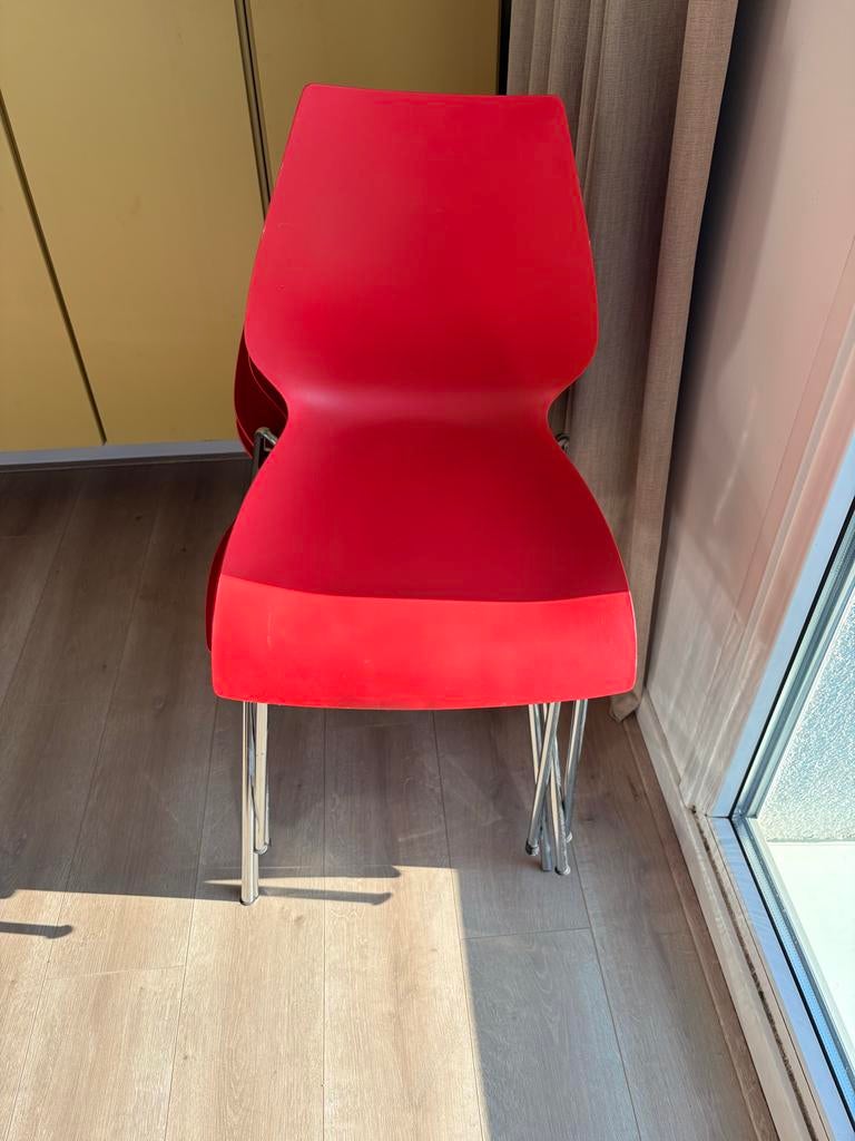 Kartell Maui rode eetkamerstoelen - 4 stuks, Huis en Inrichting, Stoelen, Ophalen, Kunststof, Gebruikt, Vier