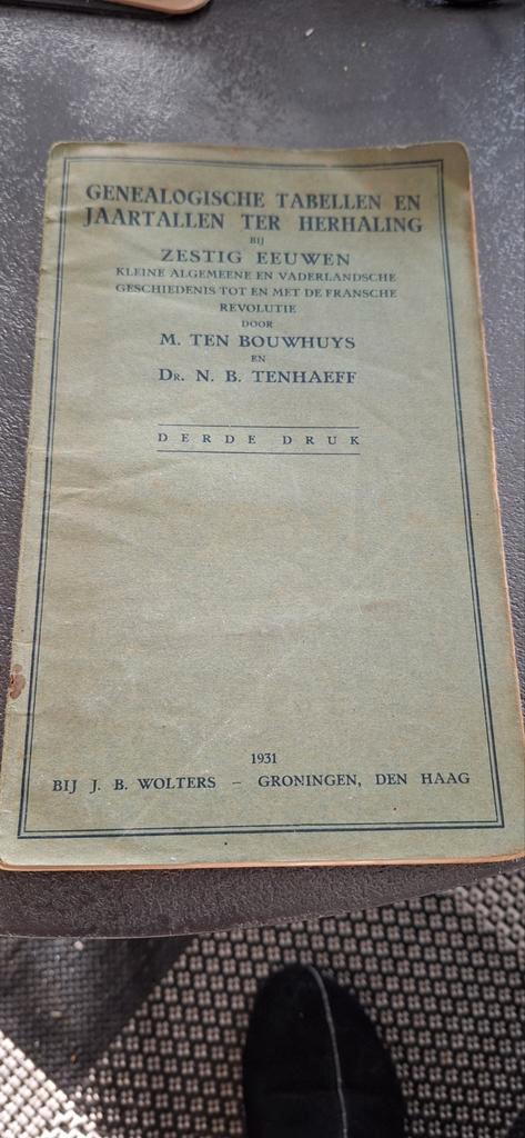 Genealogische tabellen en jaartallen ter herhaling bij Zesti, Antiek en Kunst, Antiek | Boeken en Bijbels, Ophalen of Verzenden