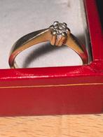 24K Gouden Damesring met Diamant 16mm, Sieraden, Tassen en Uiterlijk, Ringen, Ophalen of Verzenden, Met edelsteen, Dame, Goud