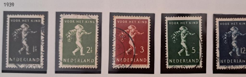 Nederland 1939 327/331 gest. (Davo) nvph, Ophalen of Verzenden, T/m 1940, Gestempeld