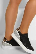Op = OP! - Fashion Damessneakers met panterprint, Zwart, Nieuw, Ophalen of Verzenden, Sneakers of Gympen