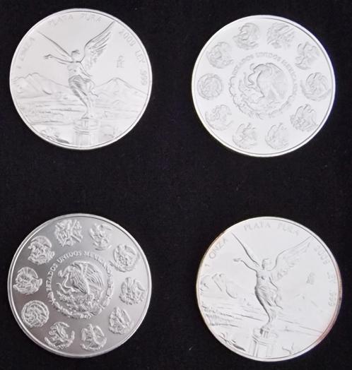 4x 1 oz Libertad Mexico Zilver Munten 2009, Postzegels en Munten, Edelmetalen en Baren, Zilver, Ophalen of Verzenden