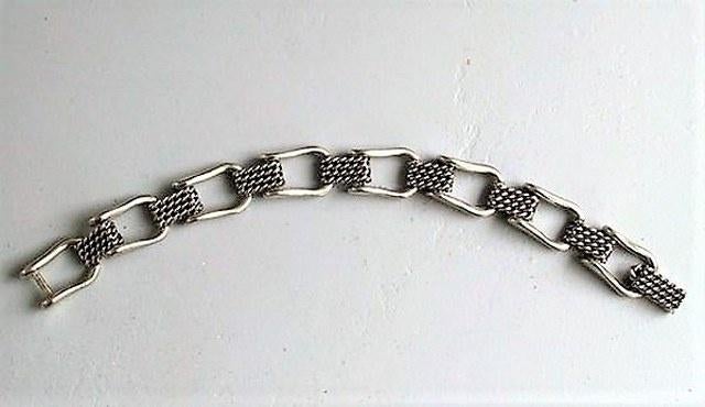 Prachtige en aparte armband met harpsluitingen schakels, Ophalen, Zo goed als nieuw, Zilver, Zilver