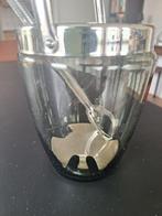 Smokey glazen ijsemmer met zilveren tang en lekplaatje, Huis en Inrichting, Woonaccessoires | Vazen, Overige kleuren, Ophalen of Verzenden