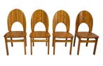 Vintage set van vier Rainer Daumiller grenen stoelen design, Gebruikt, Bruin, Vintage, Vier