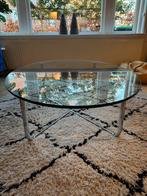 Gispen ovale glazen salontafel - Dutch Design, Ophalen, Gebruikt, 100 tot 150 cm, Design