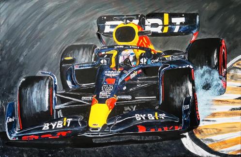 Schilderij Max Verstappen rb19 2023 formaat120x80, Verzamelen, Automerken, Motoren en Formule 1, Nieuw, Formule 1, Ophalen