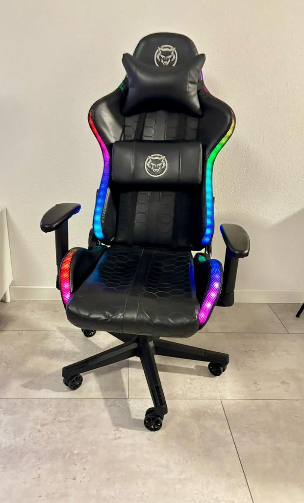 Qware Gaming Pollux RGB gamestoel met led verlichting, Huis en Inrichting, Bureaustoelen, Zo goed als nieuw, Bureaustoel, Zwart