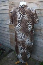 Doorknoopjurk bruin/ creme Zendra mt 48 Vaste pri OPRUIMING, Kleding | Dames, Bruin, Ophalen of Verzenden, Zo goed als nieuw, Onder de knie