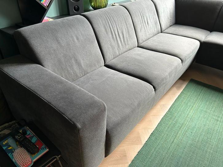Antraciete hoekbank, Huis en Inrichting, Banken | Bankstellen, Gebruikt, Hoekbank, Vierpersoons of meer, 250 tot 300 cm, 75 tot 100 cm