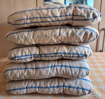 Set van 5 Stoelkussens Beige/Blauw beschikbaar voor biedingen