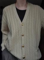 Vintage wollen kabel vest, Beige, Maat 42/44 (L), Ophalen of Verzenden, Zo goed als nieuw