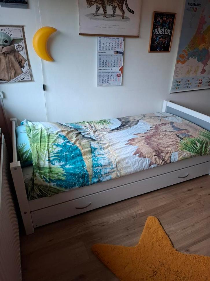 Jip kinderbed 210×100 buiten maat  met extra slaaplade, Huis en Inrichting, Slaapkamer | Bedden, Gebruikt, Eenpersoons, 90 cm