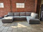 Mooie grijs/ taupe kleurige eco-lederen u-hoekbank, Ophalen, Gebruikt