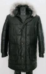 Zwarte donsgevulde jas van 100% lamsleer van Hifa Men, Verzenden, Zo goed als nieuw, Maat 56/58 (XL), Zwart