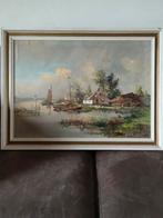 Olieverf Schilderij M. Lamé - Boerderij en Zeilboten, Ophalen