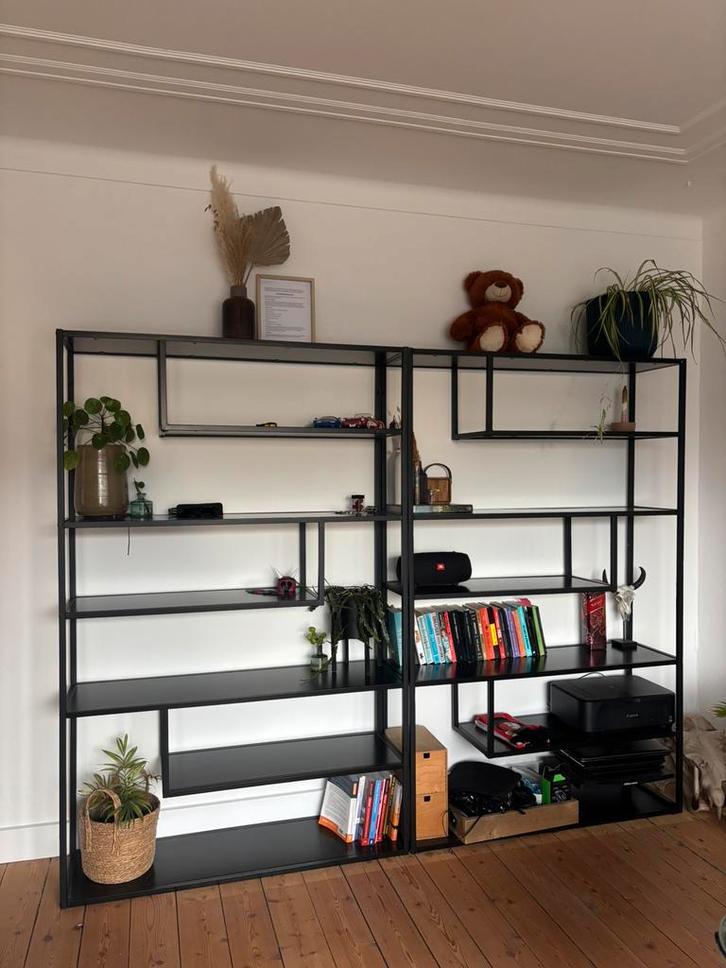 Vakkenkast zwart (2 stuks), Huis en Inrichting, Kasten | Wandmeubels, Zo goed als nieuw, 150 tot 200 cm, Minder dan 150 cm, 25 tot 50 cm