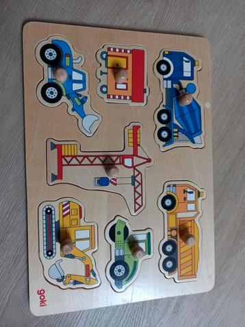 goki puzzel hout houten puzzel bouwmachine