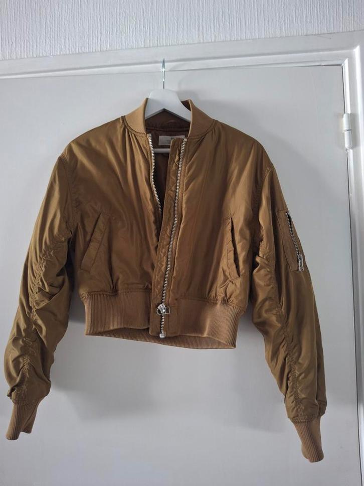 H&M Bomberjack - Maat 152, Kleding | Dames, Jassen | Zomer, Gedragen, Maat 34 (XS) of kleiner, Bruin, Ophalen of Verzenden