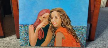 impressie 2 smoezende vrouwen acryl lia van langen beschikbaar voor biedingen