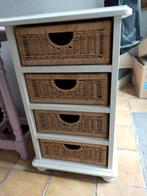 Landelijk ladekastje kastje met rieten manden/lades, Huis en Inrichting, Kasten | Ladekasten, Ophalen, Eikenhout, 50 tot 100 cm