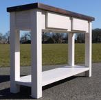 Sidetable whitewash, blad gebeitst br. 135 x d. 35 x h. 76,5, Ophalen, 100 tot 150 cm, Nieuw, Landelijk