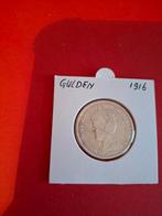 Zilveren Gulden 1916 - Wilhelmina, Zeer Fraai, Ophalen of Verzenden