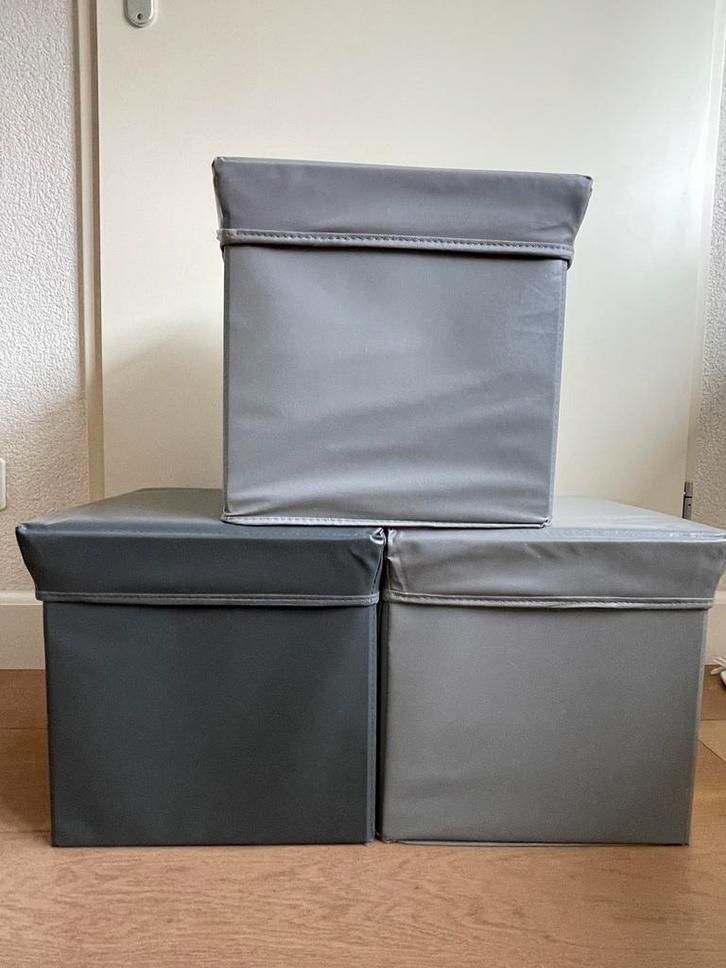 Opvouwbare opberg boxen met deksel in grijs, Huis en Inrichting, Woonaccessoires | Overige, Zo goed als nieuw, Ophalen of Verzenden