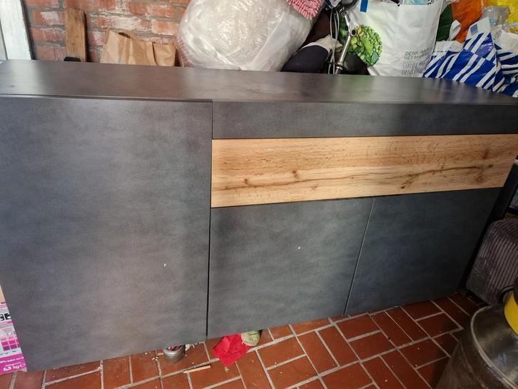 Moderne Dressoirkast met Houten Accent, Huis en Inrichting, Kasten | Dressoirs, Gebruikt, 150 tot 200 cm, 25 tot 50 cm, Met lade(s)