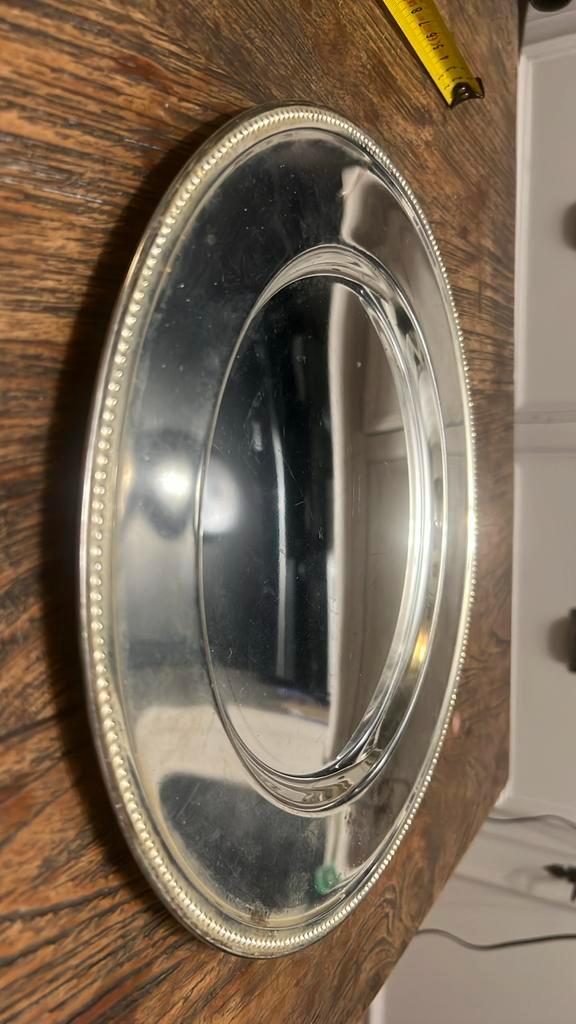 Grote zilveren verzilverd onderbord 31 cm, Antiek en Kunst, Antiek | Goud en Zilver, Zilver, Ophalen of Verzenden