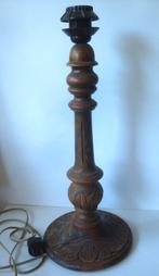 Stevige, bewerkte houten antieke lampenvoet, hoogte 50 cm, Ophalen of Verzenden